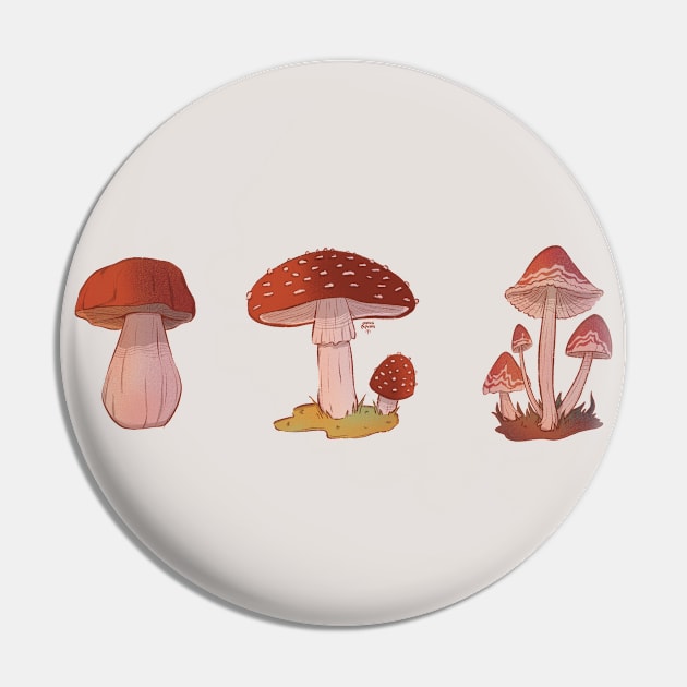 Three mushrooms Pin by Heyitsgarazi