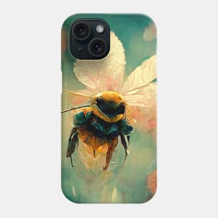 Honey bee close up flying around in the garden on beautiful wings. Phone Case