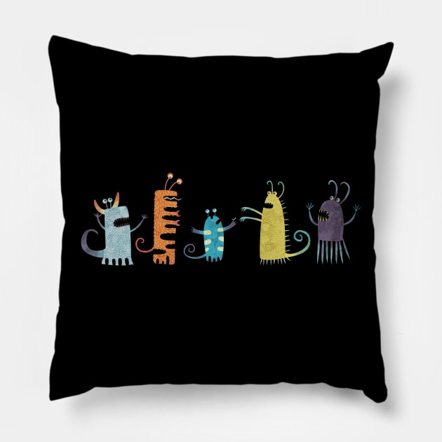 Secretly Vegetarian Monsters Pillow by NicSquirrell