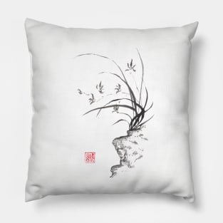 Dancing on the edge sumi-e painting Pillow