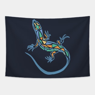 Lizard tribal green and blue Tapestry