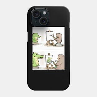 funny sloth drawing crocodile Phone Case