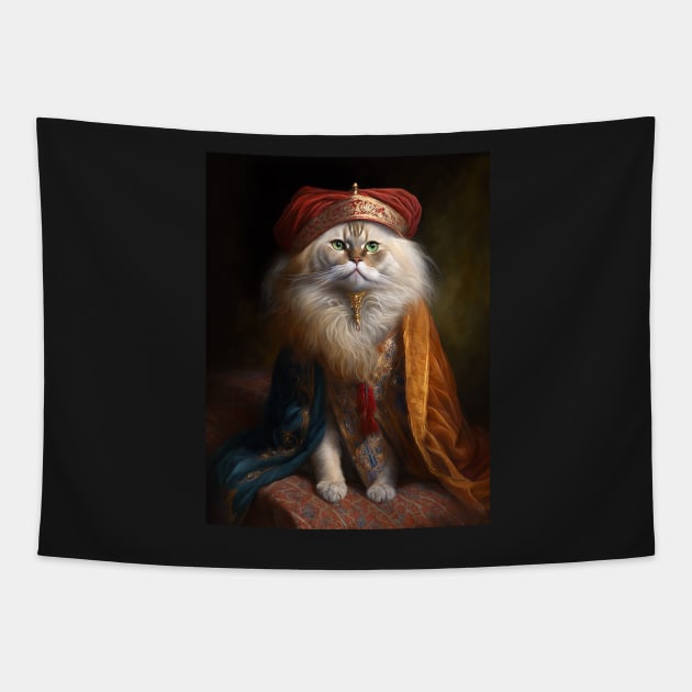 Royal Portrait of a Persian Cat Tapestry by pxdg