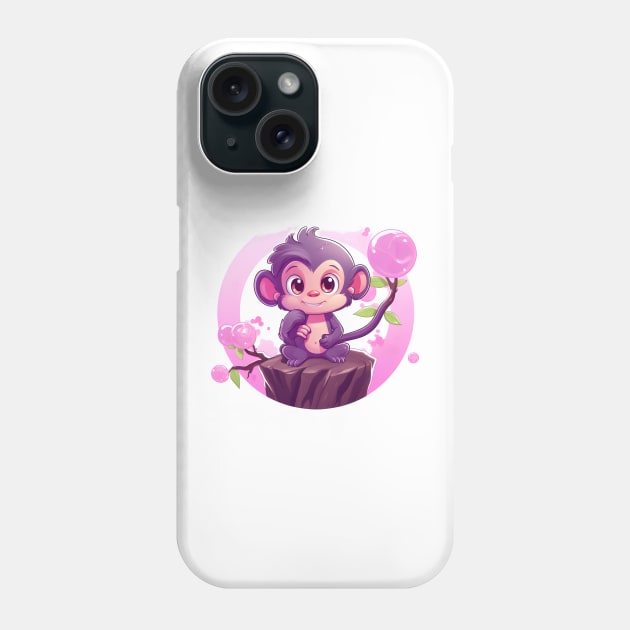 Purple Monkey in a Bubblegum Tree Phone Case by cesspoolofcool