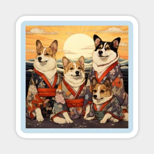 Corgis in Kimonos Magnet