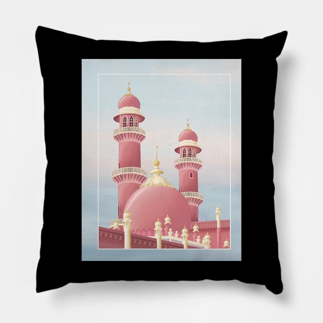 mosque pastel Pillow by UrbaneWanderlust