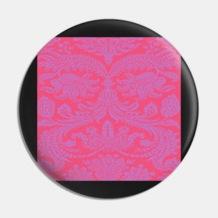 Pink on Vermillion Red/Orange Medieval Damask Scrolls Pin