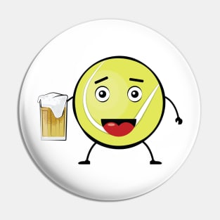 Tennis Ball Drinking Beer - Funny Character Pin