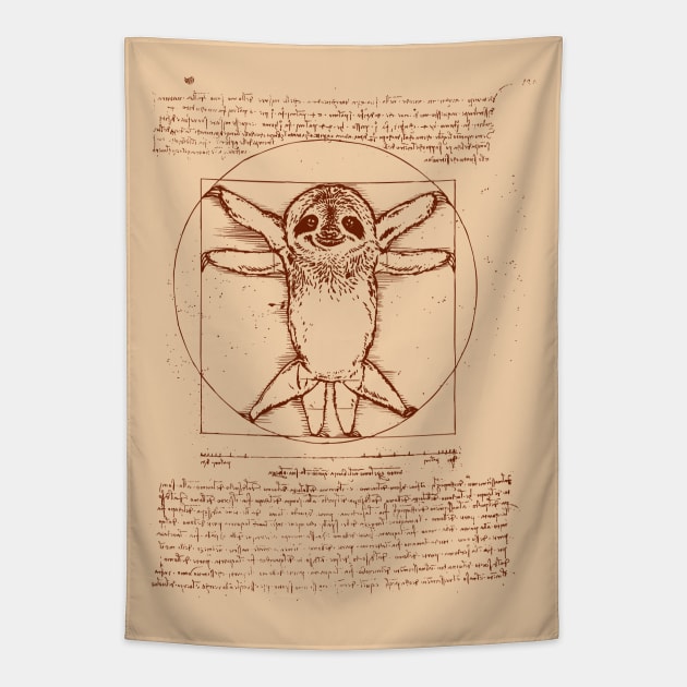 Vitruvian Sloth Tapestry by huebucket