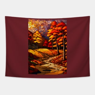 Stained Glass Autumn Foliage Tapestry