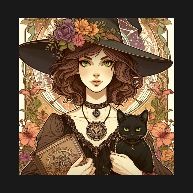 Cat and witch woman by Belle Abreu