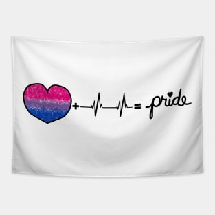 Bi-Sexual Pride Flag Heart + Heartbeat = Pride Design Tapestry