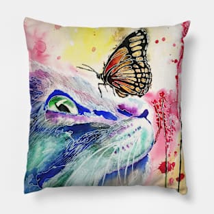 cat and butterfly Pillow