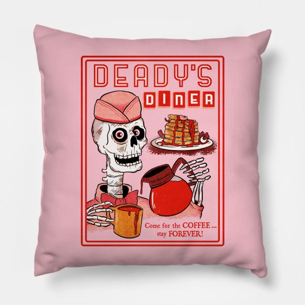 Deady's DIE-ner Pillow by LeMae Macabre