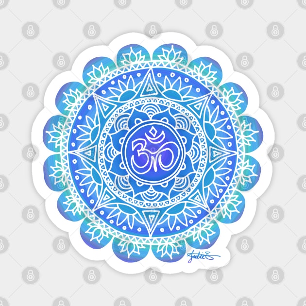 Blue Ohm Mandala Magnet by julieerindesigns