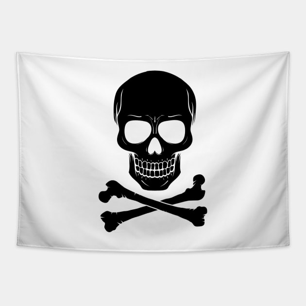 Skull and bones silhouette Tapestry by KC Happy Shop