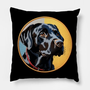 Black Lab Embroidered Patch Pillow