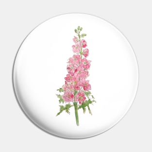 pink larkspur flowers watercolor and ink Pin