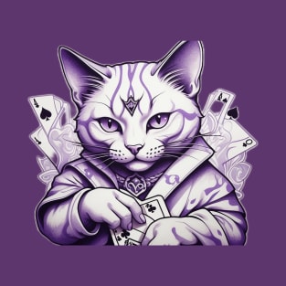 Mystic Purple Cat Card Shark T-Shirt