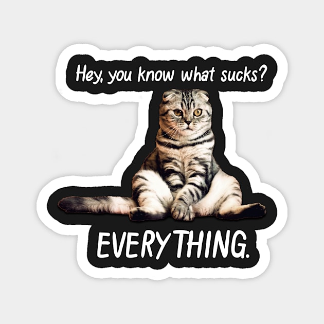 Everything Sucks. Funny Cat Having a Bad Day. Magnet by CeeGunn