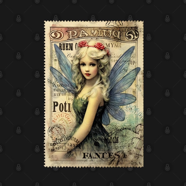 Vintage Fairy Postage Stamp by Mimeographics