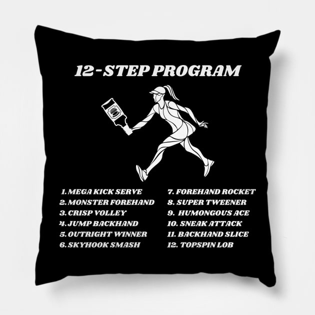 US Open Funny Tennis Addict 12-Step Program Pillow by TopTennisMerch