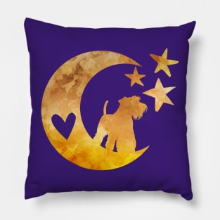 Schnauzer Dog Art Half Moon And Stars Pillow