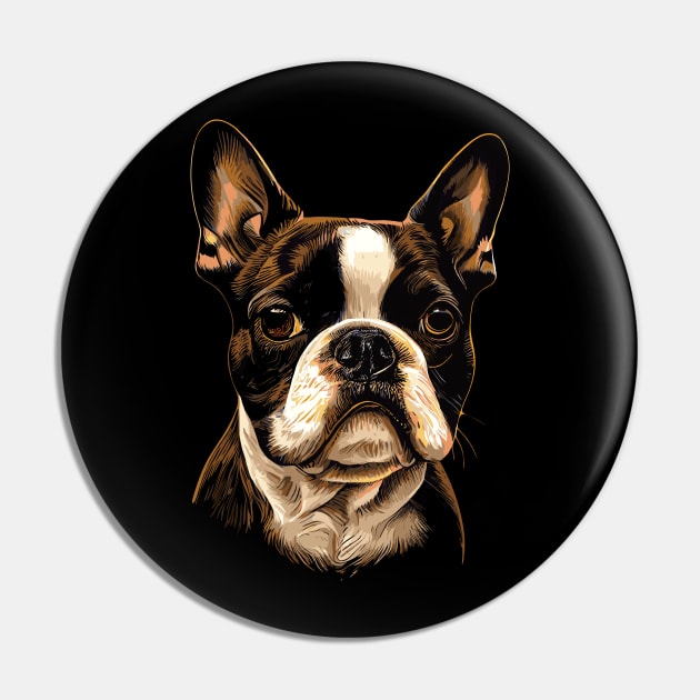 Boston Terrier face Pin by remixer2020