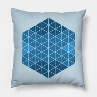 Blue Abstract Triangle Sacred Geometry Design Pillow