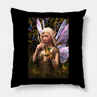 Fairy princess and butterfly fantasy artwork Pillow