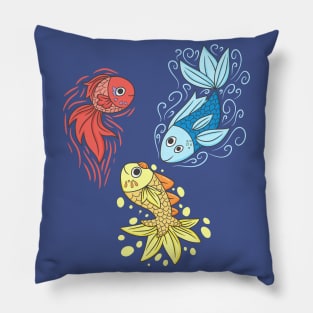 Red Yellow Blue Fishes Pillow