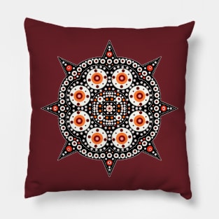 Eight-Pointed Mandala Orange-White Pillow