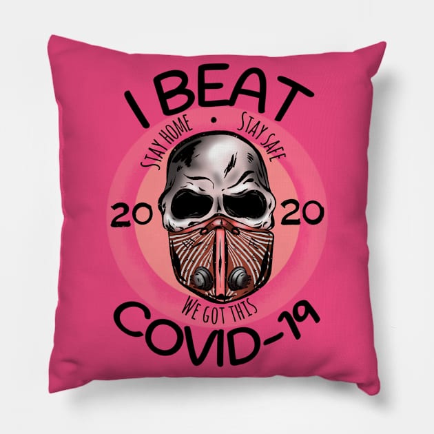 I Beat Covid Pillow by Danispolez_illustrations