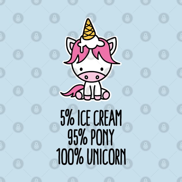 5% ice cream 95% pony 100% unicorn pun funny girl by LaundryFactory