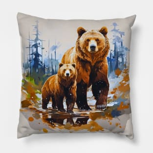 Mama Bear and Her Cub, Unbreakable Connection Pillow