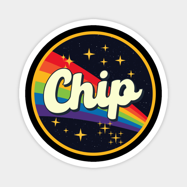 Chip // Rainbow In Space Vintage Style Magnet by LMW Art