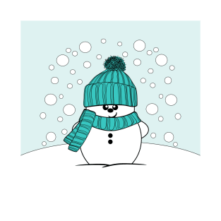 Cheeky Christmas Snowman with Turquoise Hat T-Shirt