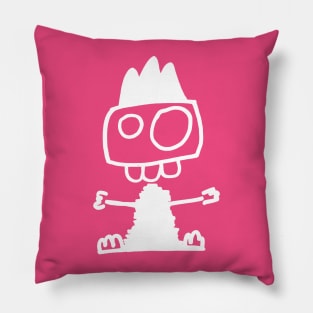 Cute monster - Mostrone Dentone (white on pink) Pillow