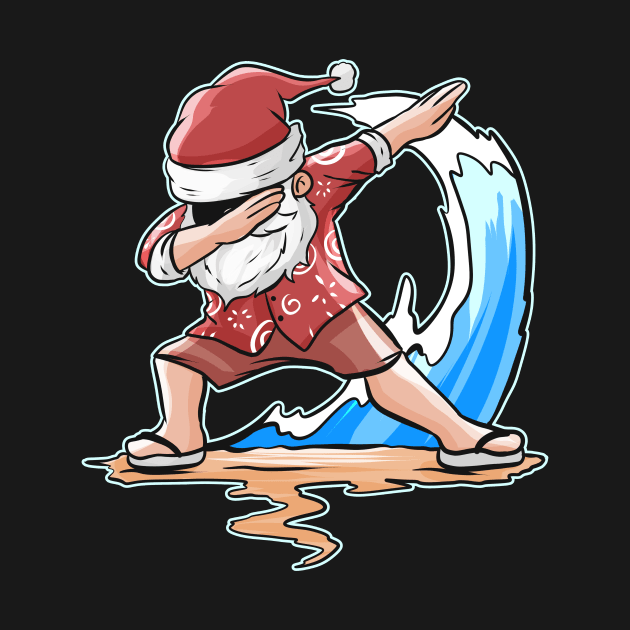 Surfing Santa Dabbing Santa Celebrating Christmas In July by SinBle