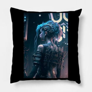 Futuristic Cyber Woman Pillow