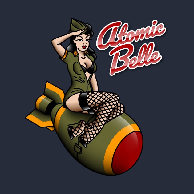 American Traditional Patriotic Atomic Bomb Belle Pin-up Girl by OldSalt