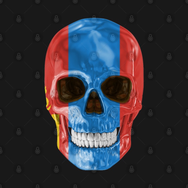 Mongolia Flag Skull - Gift for Mongolian With Roots From Mongolia by Country Flags
