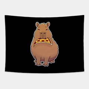 Capybara Pepperoni Pizza Tapestry