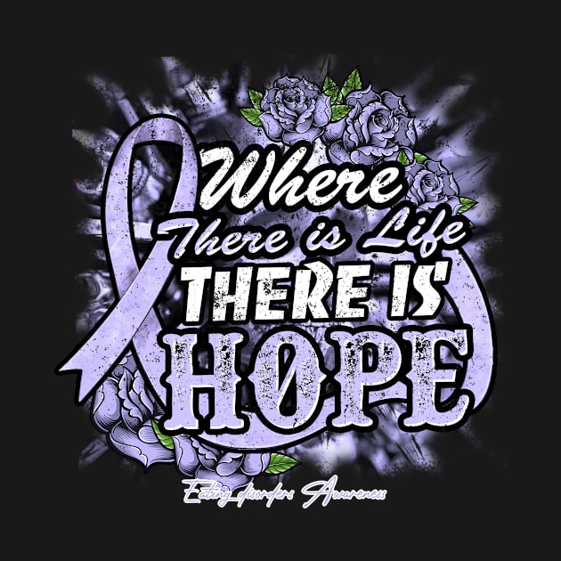 Eating disorders Awareness Periwinkle blue Ribbon Floral Where there is life there is hope by Glyndaking568