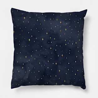 Celestial Blue Night Sky Gold Stars Pillow