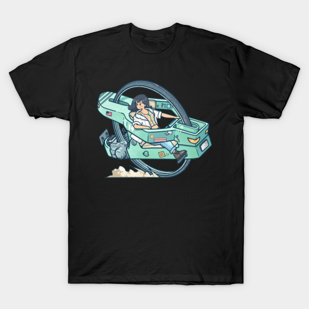 Discover girl on modern car - Cartoons - T-Shirt