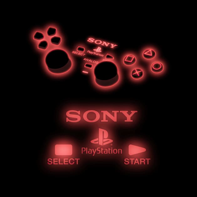 Red Glow PlayStation Controller Semi-Simplistic by chrisjaymountain96