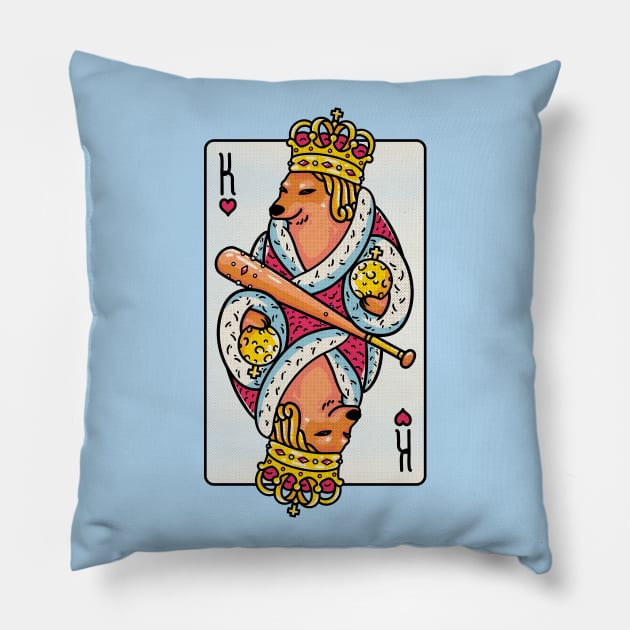 Cheems - The King | King of Hearts Playing Card | Shibe | Shiba Inu Pillow by anycolordesigns