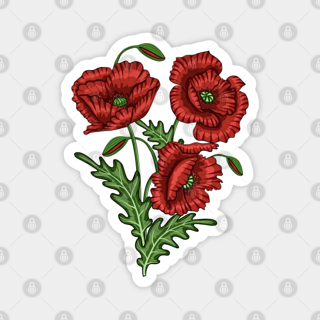 Poppies Floral Art Magnet by Designoholic