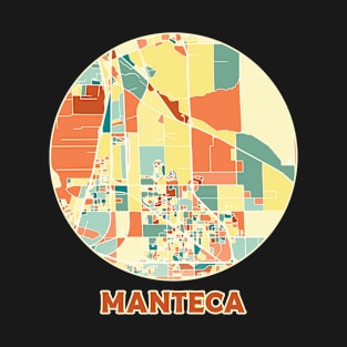 Manteca California map in mozaique colors T-Shirt